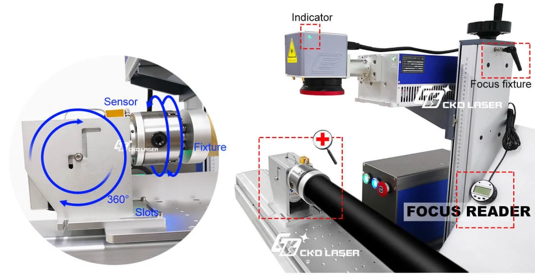 Fiber / UV / CO2 / Green Laser Marking Engraving Machine for Long Material Cylinder Wood Bar LED Light Pool Cue with Optional Power